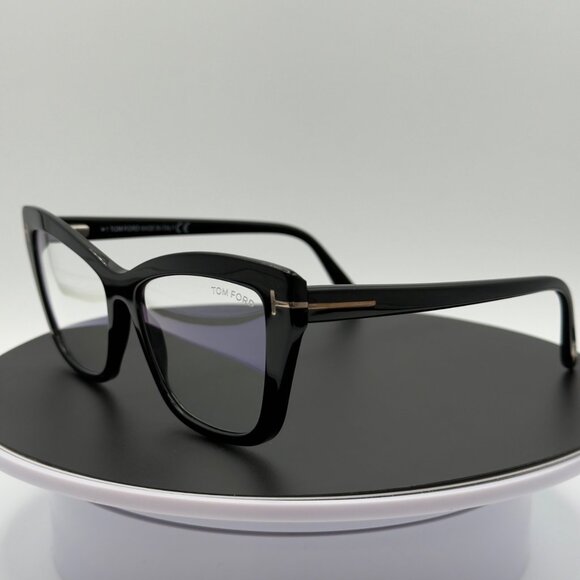 Tom Ford TF5826-B-001 Shiny Black Blue Light Glasses 55-16-140 Display Pair READ - Picture 1 of 12